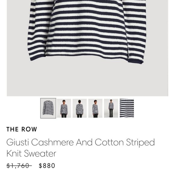 THE ROW | Giusti Cashmere And Cotton Striped Knit Sweater SZ 0 - Picture 3 of 11